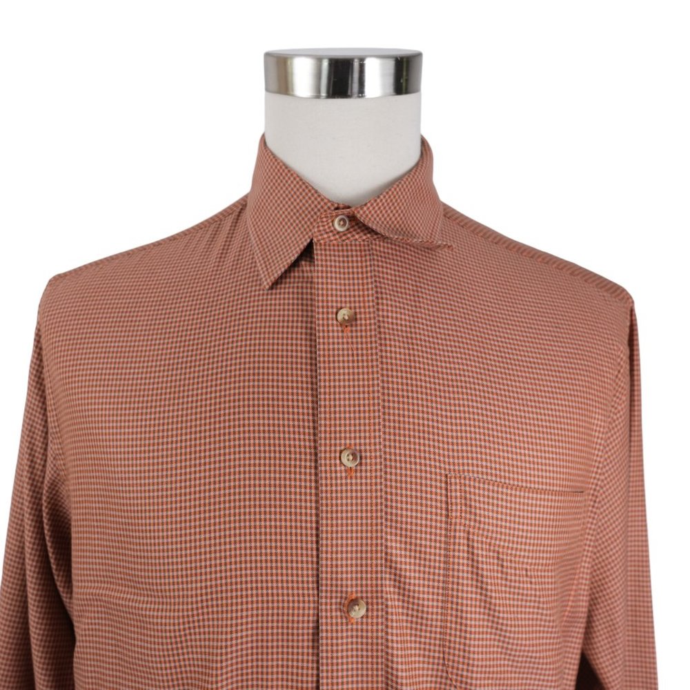 Jos A Bank Men's L Large Tailored Fit Travelers Collection Button Up Shirt Brown